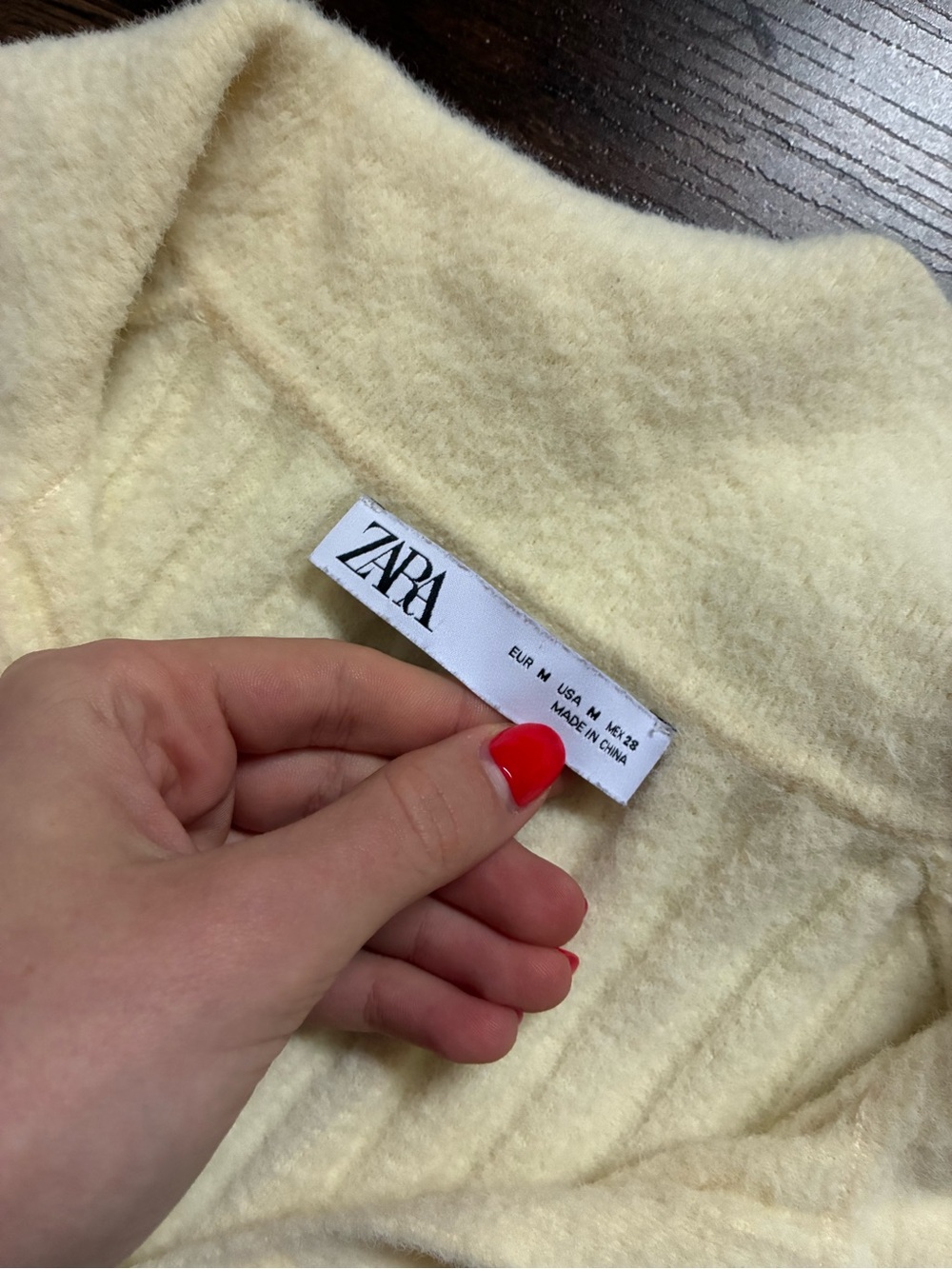 Zara Cream Ribbed Button down - Picture 4 of 6